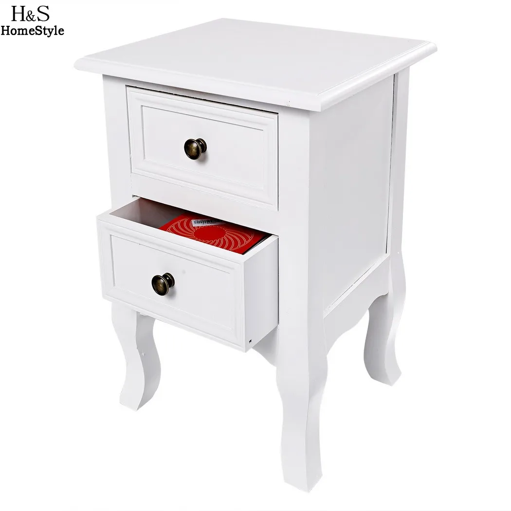 

Homdox Wooden Bedside Table Cabinet Nightstand with Two Drawers N30a