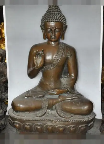 

S00647 40" old tibet buddhism bronze lotus sakyamuni Shakyamuni Tathagata buddha statue (B0328)