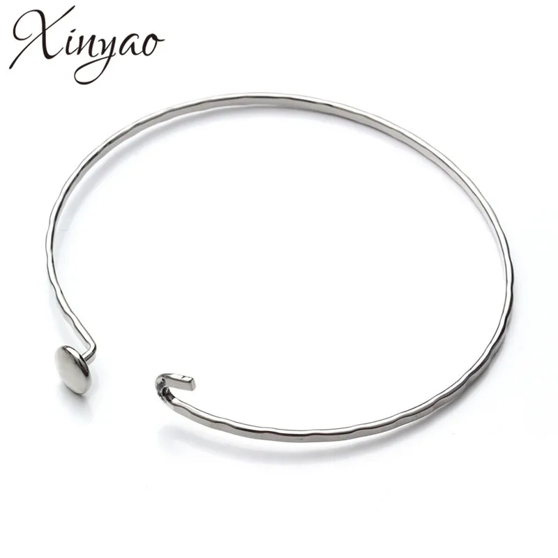 

2pcs Gold Color/Silver Tone Stainless Steel Open Cuff Wire Bangle Bracelets For Women Blank Ball Charm Bangle Bracelet F5211