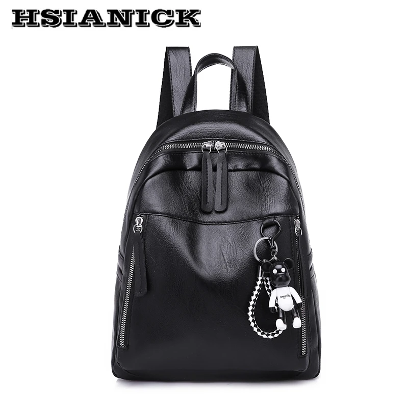 

lady Summer black new PU shoulder bag female fashion simple large-capacity travel bag high school students big school backpack