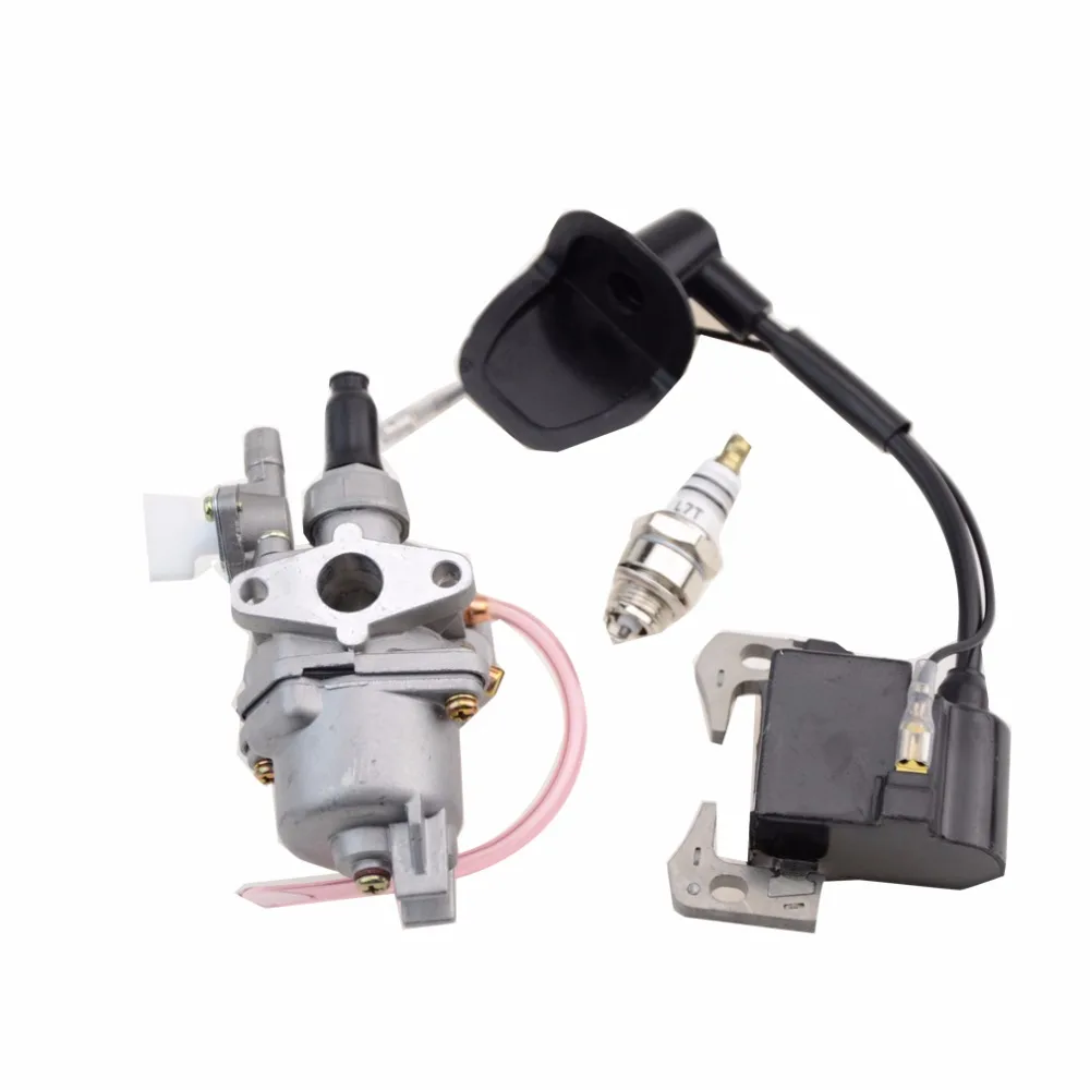 

GOOFIT Carburetor with Ignition Coil Spark Plug for 2 Stroke 47cc 49cc Pocket Bike Super Bike Mini Quad Group-112