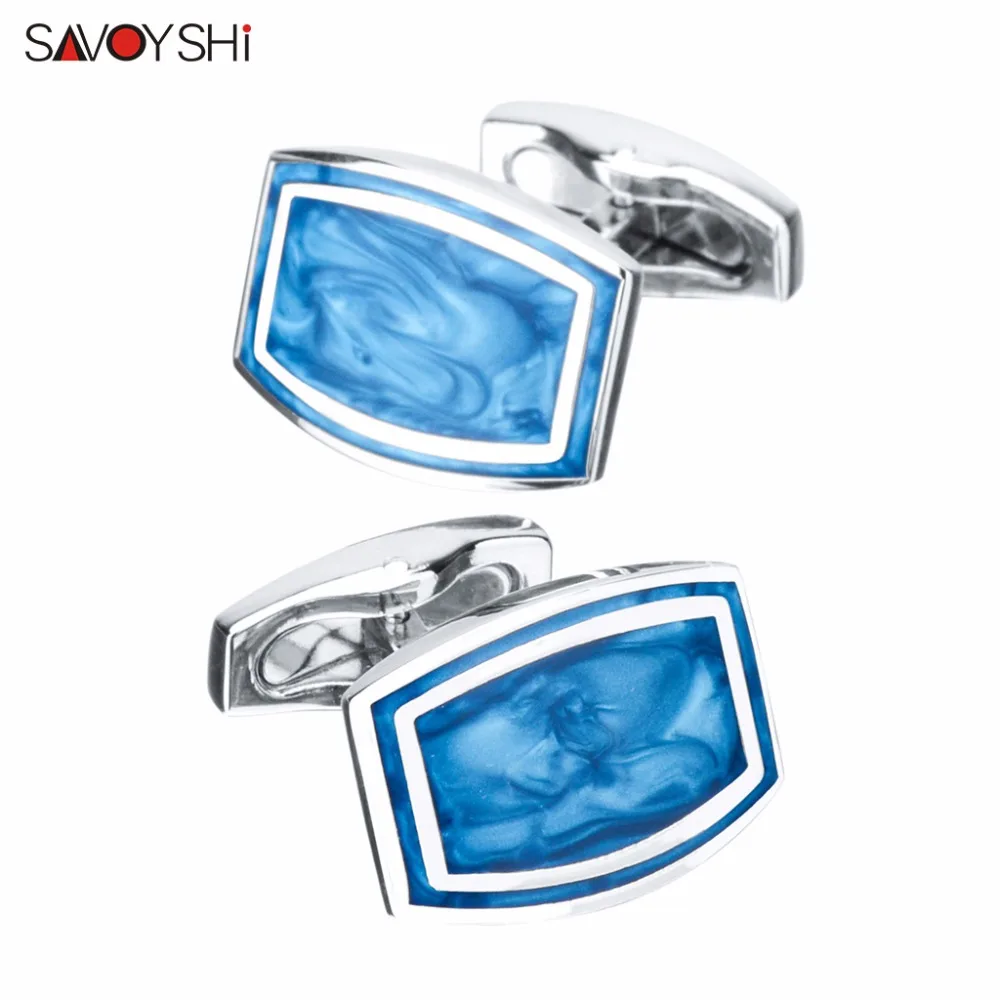 

SAVOYSHI Fashion Blue Pearl Sand Cufflinks For Mens High Quality Shirt Accessories Arc Shape Cuff links Business Gift Jewelry
