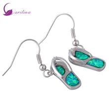 Ravishing 925 stamp silver jewelry Shoe shape Green Opal earrings dangle earrings fashion jewelry for women’s E405