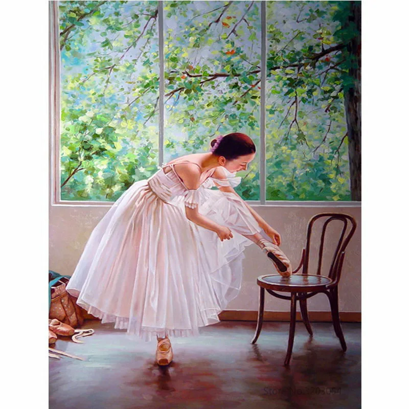 

CHUNXIA Framed DIY Painting By Numbers Ballet Girl Acrylic Painting Modern Picture Home Decor For Living Room 40x50cm RA3419