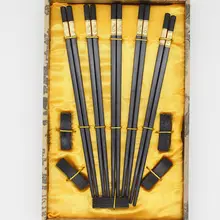 5 пар Китайский Винтаж ручной работы деревянные палочки для еды и кронштейны подарочный набор