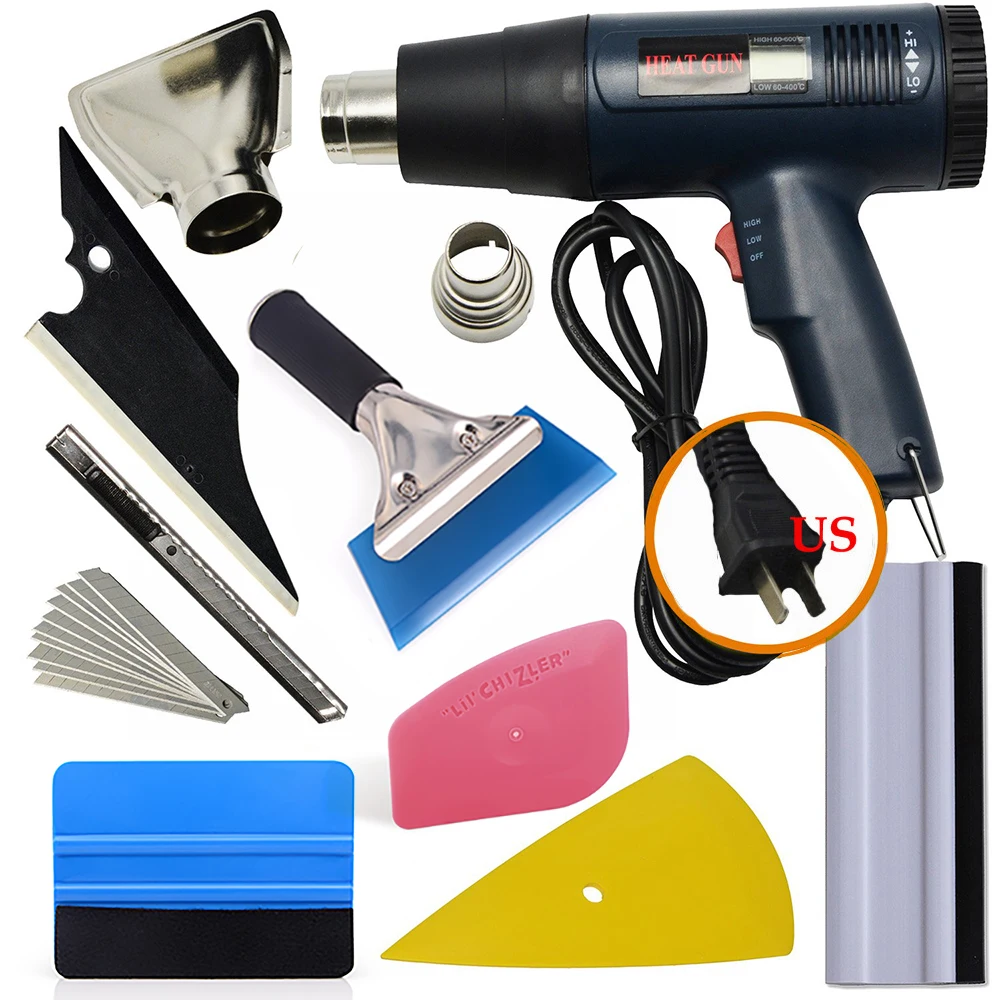 EHDIS 8pcs Vehicle Color Change Tools kit Hot Air Heat Gun Vinyl Film Car Wrap Cleaning Squeegee Ice Scraper Window Tints Tool