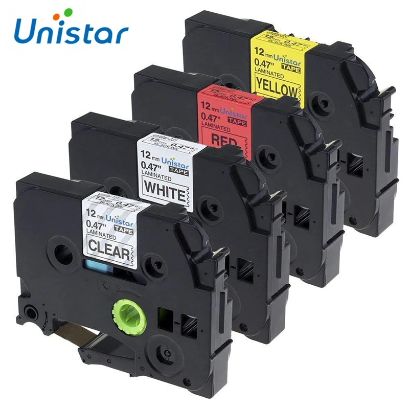 Unistar 4 шт. совместимы с Brother P сенсорная лента 12 мм Φ TZe принтер для этикеток TZ 231