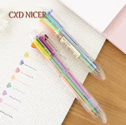 6 различных цвета, шариковая ручки Творческий канцелярские Multi Функция пресс Красочные Чернила Шариковая ручка Офис Школьные