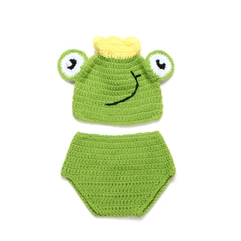 

Wild Hand-knit Hand-crochet Infant Cute Wool Crown Frog 0-3 months Photography props One Hundred Days Baby Clothes Newborn