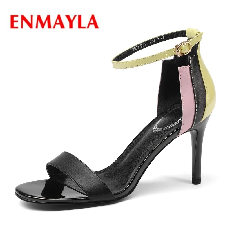 

ENMAYLA Genuine Leather Buckle Strap Shoes Woman Woman Sandals 2018 Summer Size 34-39 ZYL2299