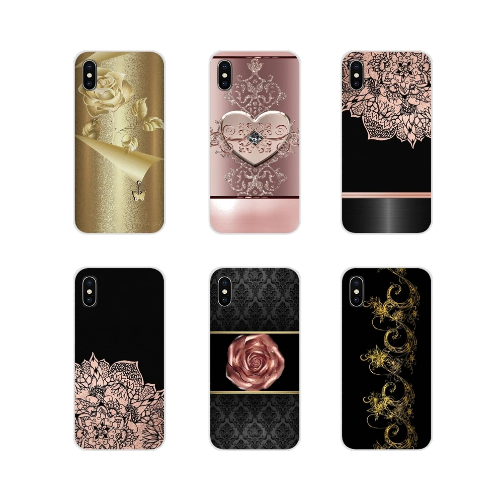 Accessories Phone Shell Covers For Motorola Moto X4 E4 E5 G5 G5S G6 Z Z2 Z3 G3 G2 C Play Plus black golden flower bow rose | Мобильные