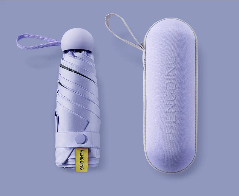 Мини-капсула, Зонт от дождя, женский, пятискладной, защита от солнца, анти-УФ UPF50+ Зонт, parapluie, складной, Женский Карманный Зонт - Цвет: Фиолетовый