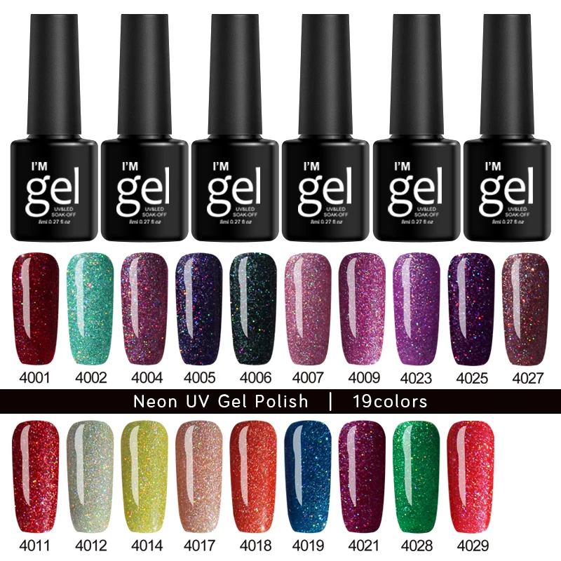 

Zation 3 Bottle Neon Glitter Gel Nail Polish Tops Gellak Lacquer Enamel French UV Gel Polish Primer Hybrid Lucky Gel Varnishes