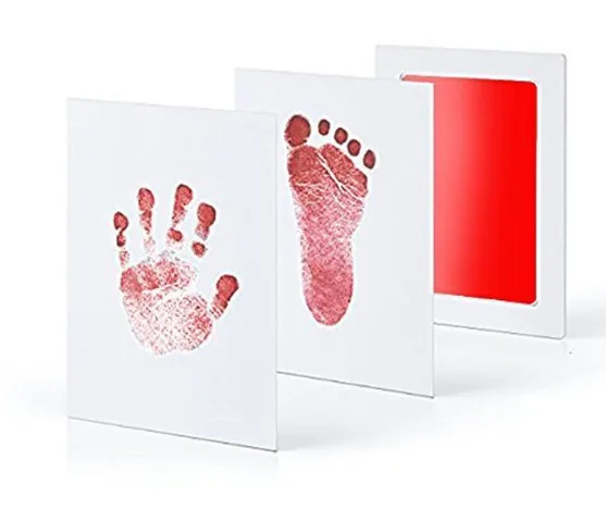 Baby Care нетоксичный ребенка Handprint след отпечаток комплект Детские сувениры литья новорожденных штемпельная подушка для отпечатка ноги для глины игрушки подарки - Цвет: 1 pc red