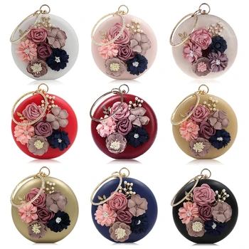 

Chic Women Evening Bag Round Flower Dinner Party Wedding Clutch Shoulder Handbag