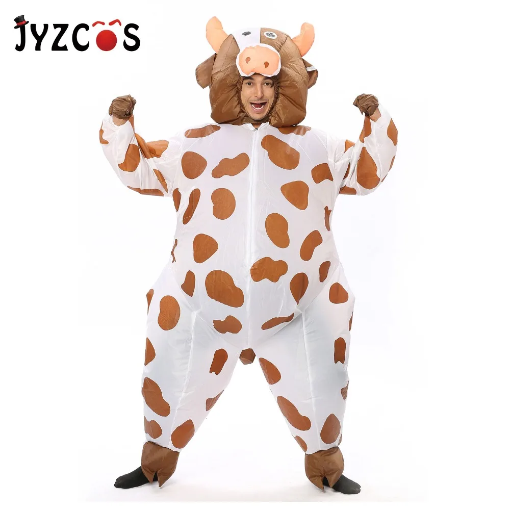 

JYZCOS Inflatable Cow Costume Dairy Cattle Costume Halloween Party Carnival Fancy Dress for Adults Women Men Animal Cosplay