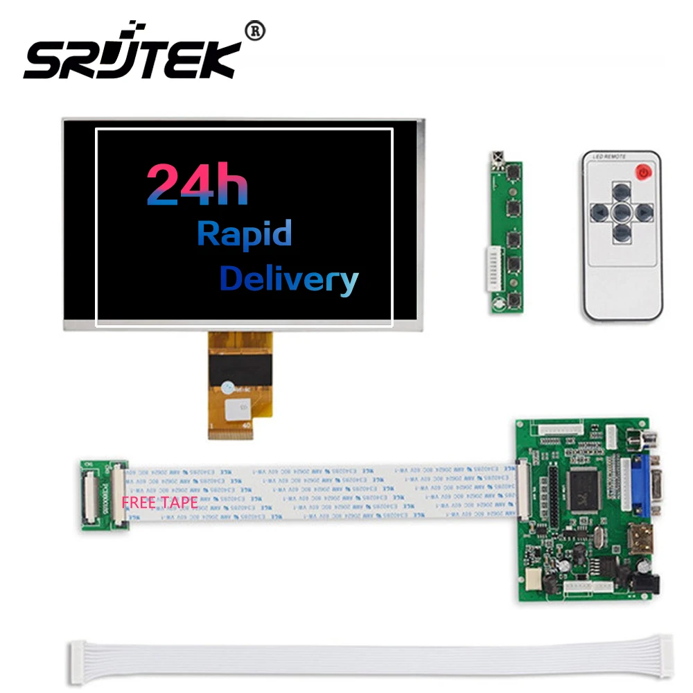 ЖК монитор Srjtek 1024*600 с IPS экраном пультом дистанционного управления 2AV HDMI VGA для