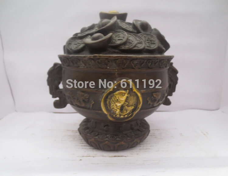 

Antique Imitation home decoration Lucky Pots,Bronze Gilt Ingot Coin Jars Metal crafts