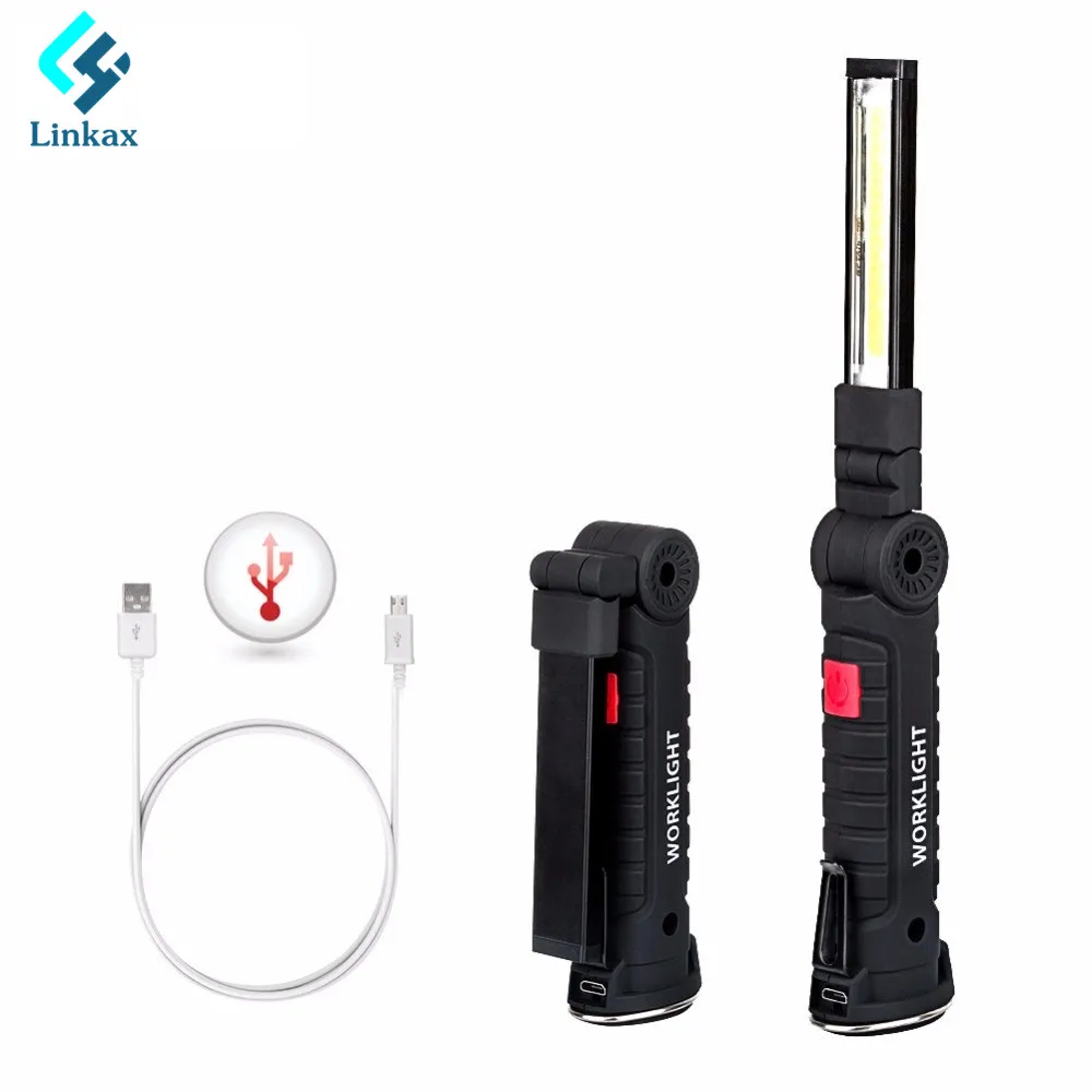 

Foldable work Light flashlight Rechargeable Magnetic Inspection Lamp Flashlight Torch Built in Battery USB Charging Port