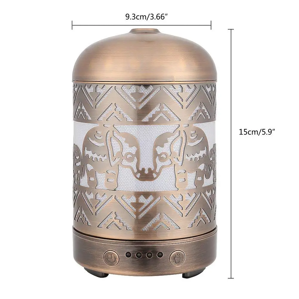 

100ML Metal Elephant Pattern 100ml Ultrasonic Aromatherapy Essential Oil Diffuser Aroma Diffuser Cool Mist Humidifier H