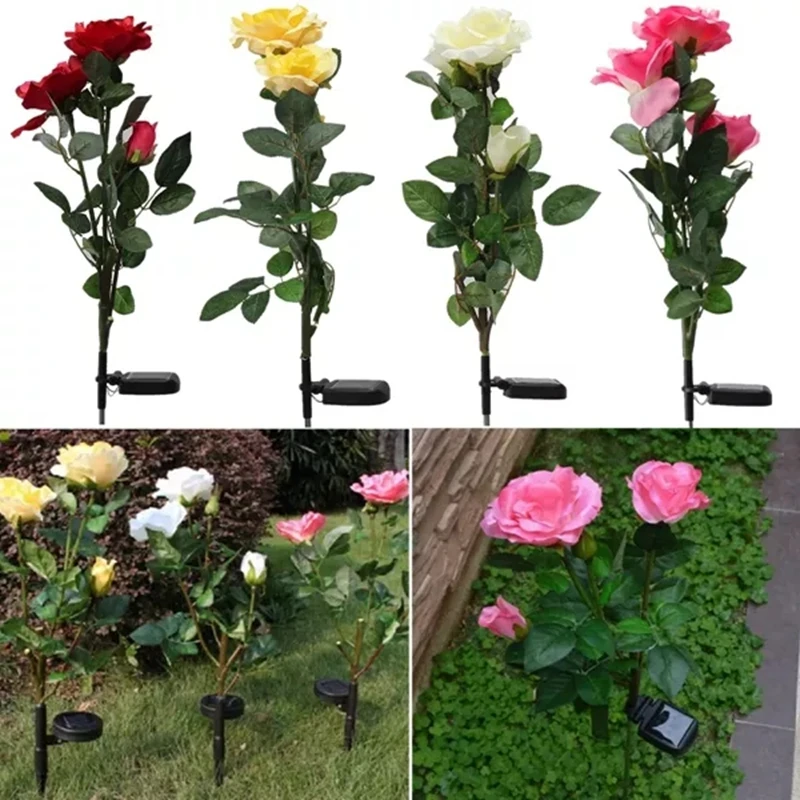 

Solar Power 3 LED Rose Flower Light Waterproof Outdoor Garden Yard Lawn Decor