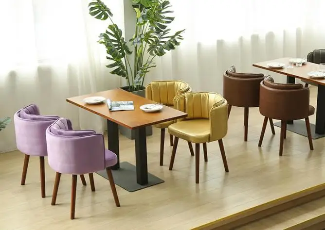 Louis Fashion Cafe Chairs Nordic Dining Modern Minimalist Family Solid Coffee Shop