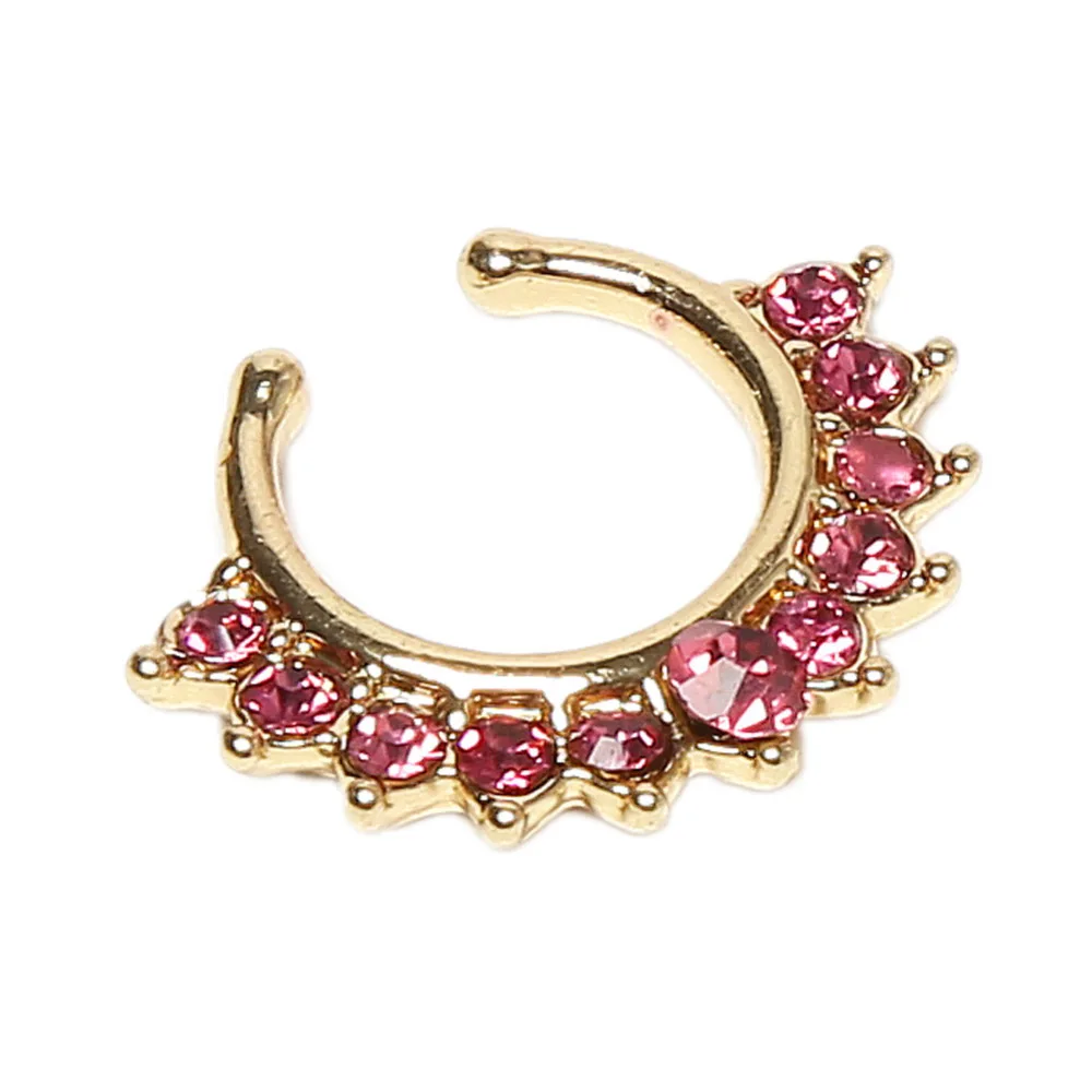 

Charming Piercing Body Jewelry Crystal Rhinestones Inlaid Fake Nose Rings Color Titanium Gold Silver Plated can dropshiping