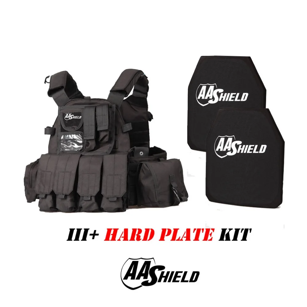 

AA Shield Molle 6094 Style Military Tactical Vest Level III Rifle Plate 3 Kit/Black