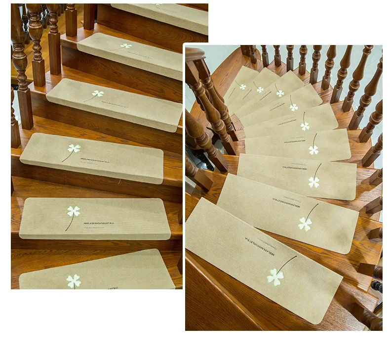 Loutsi 5 шт. четырехлистный узор ковер для лестниц наборы Противоскользящие коврики для лестницы коврики для лесниицы безопасные ботфорты мягкие ковры украшения дома