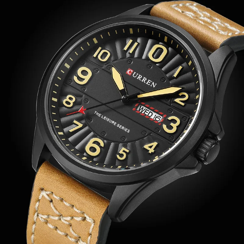 

2017 New CURREN Luxury Brand Military Watches Men Quartz Analog Leather Clock Man Sports Watches Army Watch Relogios Masculino