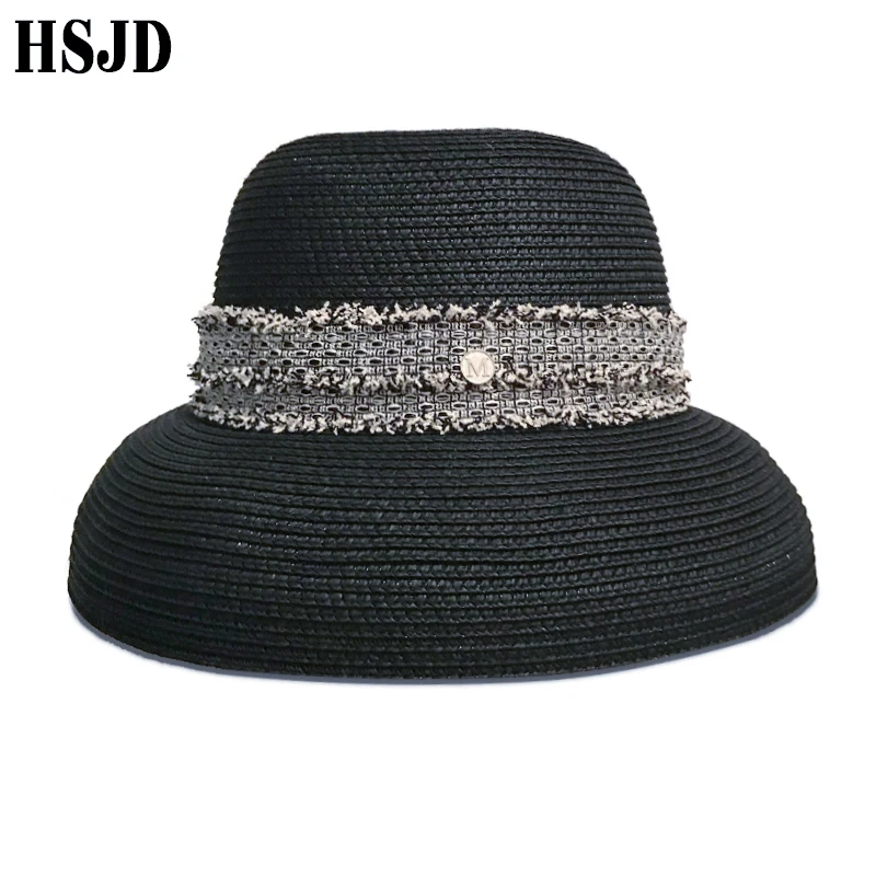

Hepburn Style Straw Sun Hats Women Spring Summer Elegant Wide Brim Floppy Beach Hat French Retro Lady's Holiday Sun Caps Chapeau