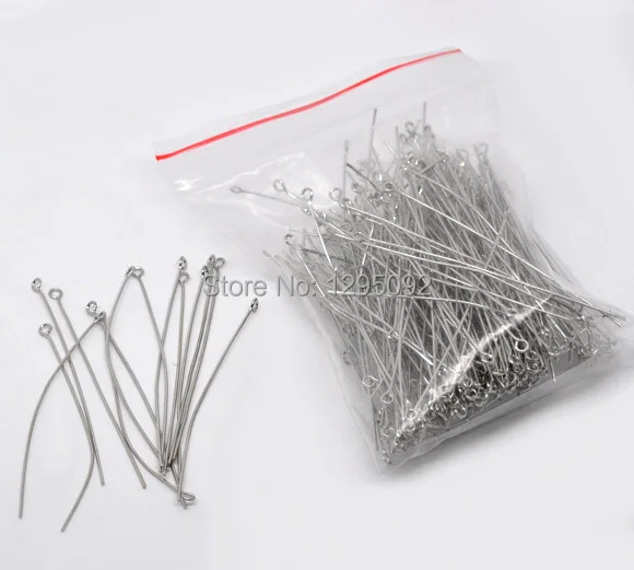 

200Pcs Silver Tone Eye Pins Alloy Jewelry Findings Charms Wholesales 70x0.7mm(21 gauge)