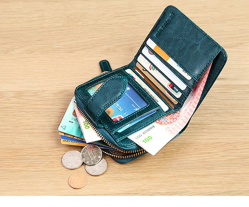 Женский мини-кошелек-клатч из натуральной кожи с масляным воском, Одноцветный кошелек с отделением для монет, женский кожаный кошелек с отделением для карт