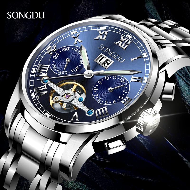 2016 SONGDU Mechanical Watch Tourbillon Designer Watches Top Quality