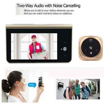 

2.4GHz Wifi Smart Peephole Video Doorbell PIR Motion Detection 720P HD Camera Night Vision APP Control for iOS Android
