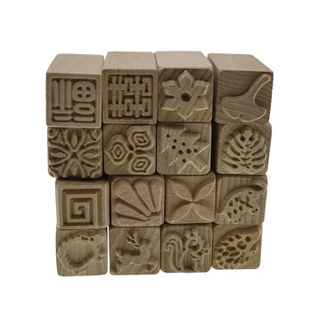 

Hand Carved Wooden Stamps for Printing DIY Clay Pottery Printing Blocks Clay Tools Leaf/ Fish Bone /squirrel/ flower/deer/tree