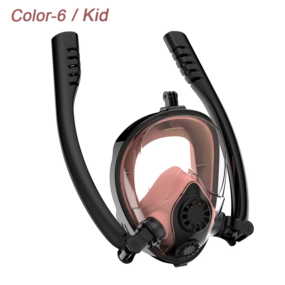 Diving Mask Double Snorkels Advanced Breathing System Scuba Mask Anti Fog Snorkeling Mask Kids Swimming Snorkel Diving Equipment - Цвет: Kid 6