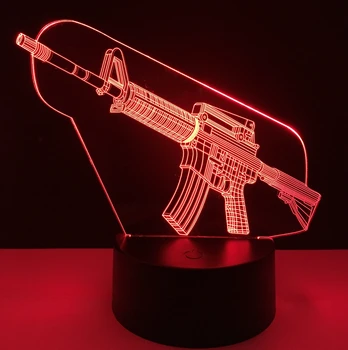 

Cool 3D Machine Gun night LED lights Table Lamp Pistol & Gun Model 3D Sensor Atmosphere Lamp 7 Colors Lamp as Policeman Gift