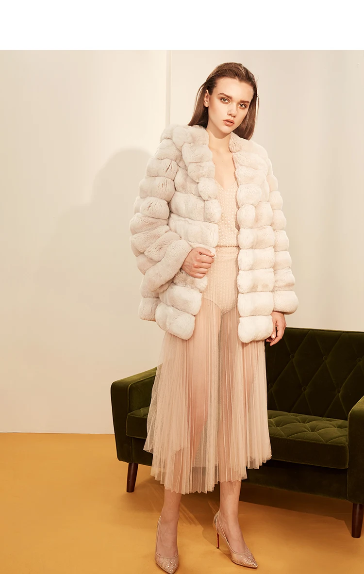 Роскошное меховое пальто для женщин, высокое качество, зимняя куртка из натурального меха, натуральный мех шиншиллы, элегантный короткий Феникс 71117B