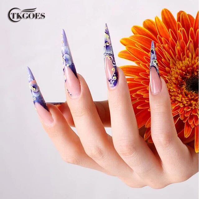 Tkgoes 500pcs Pack Fake Salon Nails Stiletto Pointed Sharp Acrylic Tkgoes 500pcs Pack Fake Salon Nails Stiletto Pointed Sharp Acrylic Plastic Nail Tips False