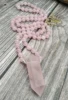 YA3998 Natural Rose Quartzs Point Rose Quartzs Beads Knotted Handmade Necklace 6
