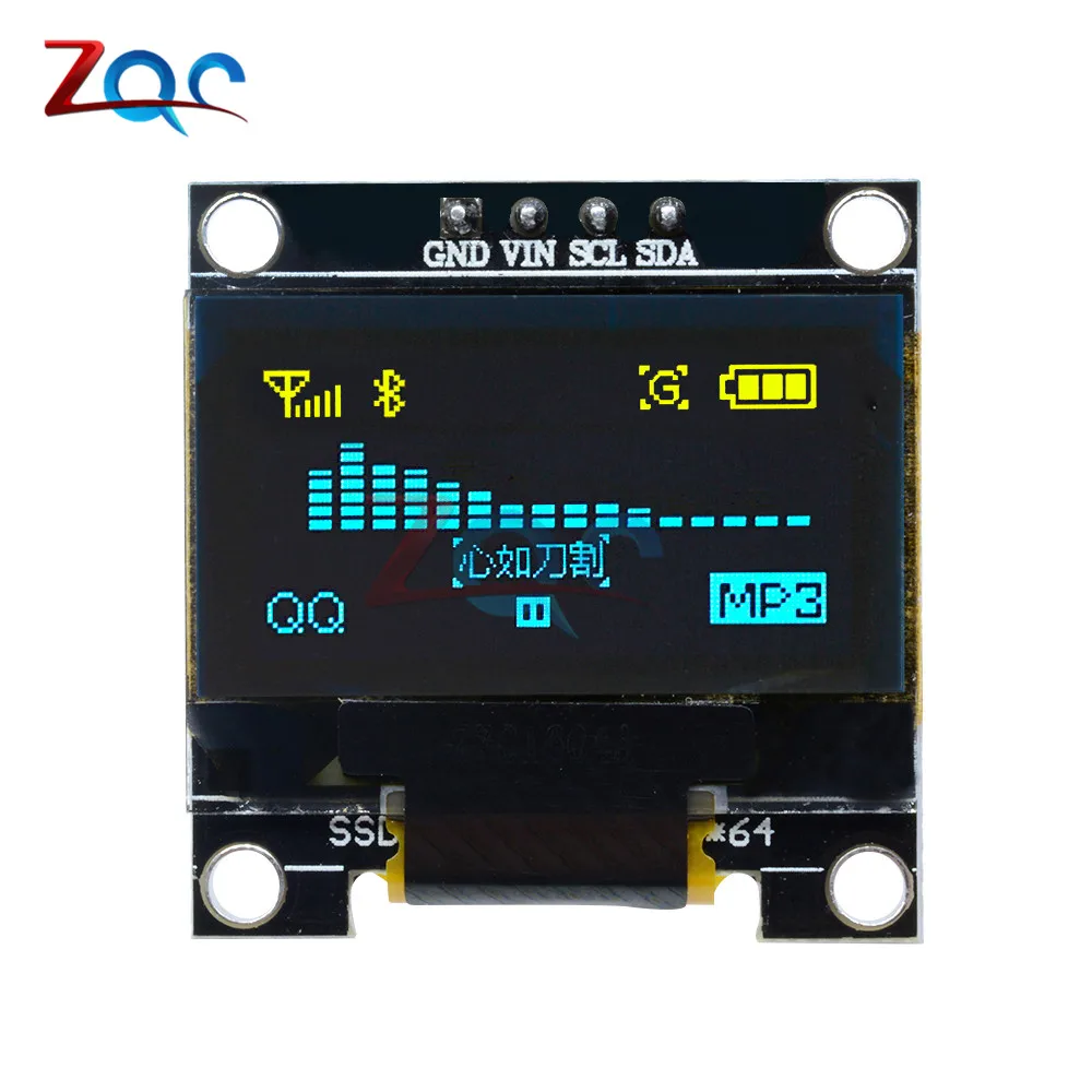 0,96 дюймов IIC Серийный желтый синий OLED дисплей модуль 128X64 IEC SSD1306 12864 плата с ЖК-экраном GND VCC SCL SDA 0,9" для Arduino