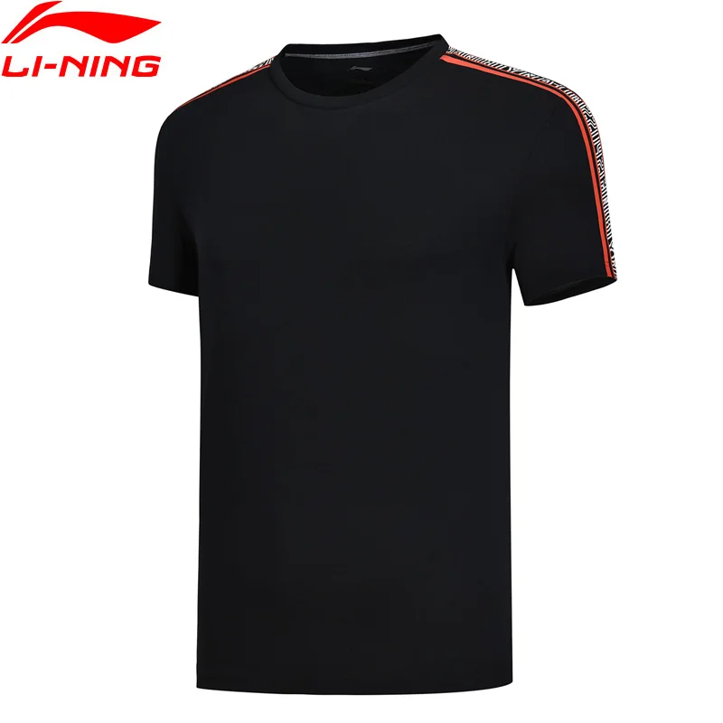 Li Ning мужские модные футболки 100% хлопок обычная посадка дышащие с коротким