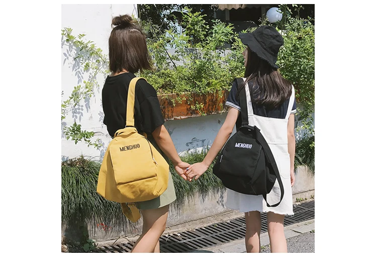 Menghuo Solid Color Multifunctional Bag Canvas Backpack Women Mochila School Bag for Travel Backpacks School Backpack for Girls (4)