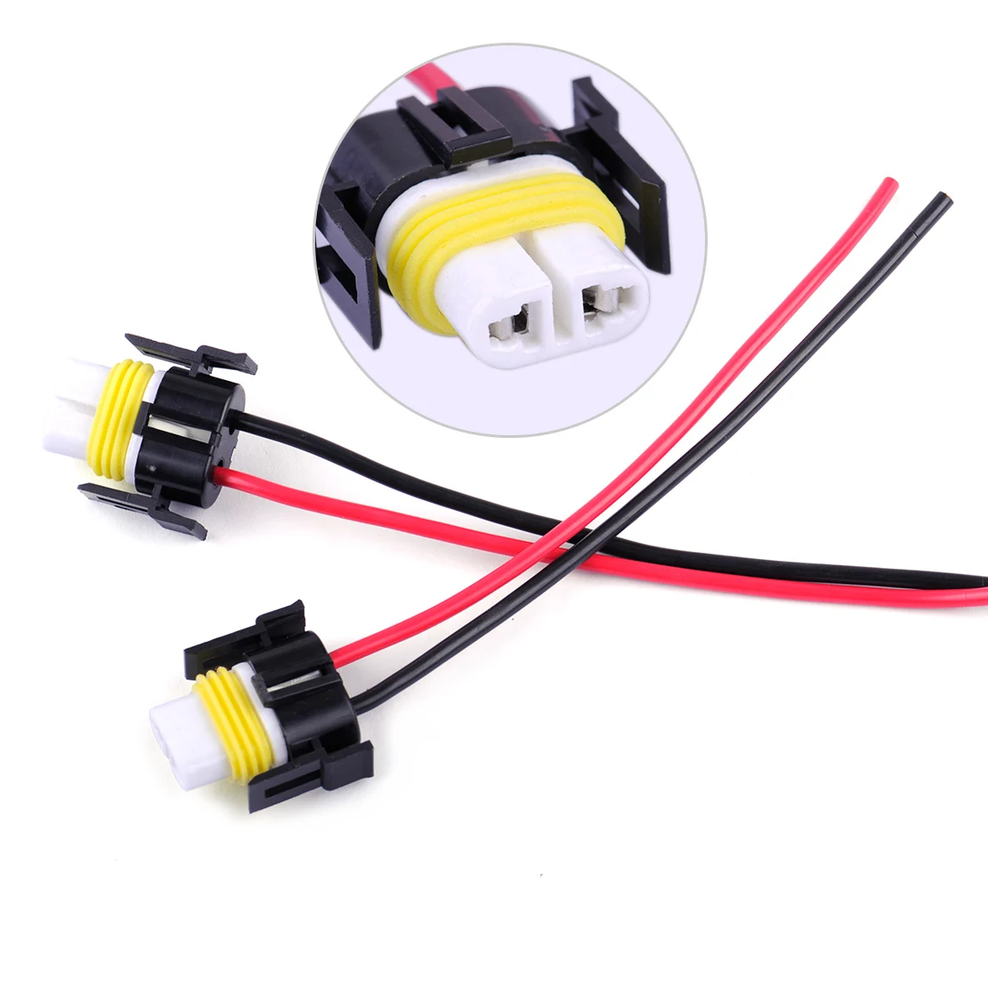 

CITALL 2pcs H11 H8 880 881 Headlights Fog Lights Female Connector Socket Ceramic Plug Extend Wiring Harness Adapter