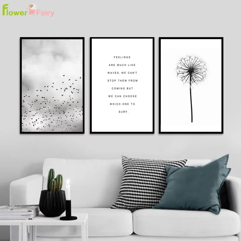 Dandelion Canvas Painting Sky Birds Nordic Posters Picture For Living Room Wall Art Pictures Prints Home Decor Scenery Unframed