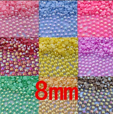 

Free Shipping 8mm 100pcs AB Colors, ABS Half Round Imitation Pearls Beads,Pearls round for crafts,DIY Crafts Nail Art Decoration