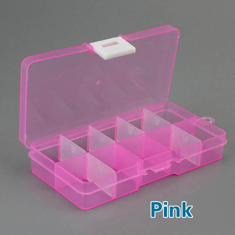 New 10 Slots Cells Colorful Portable Jewelry Tool Storage Box Container Ring Electronic Parts Screw Beads Organizer Plastic Case small tool chest