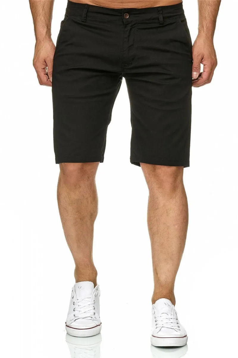 Хит, мужские узкие для фитнеса, однотонные шорты, Повседневная Рабочая форма, летние джинсовые пляжные хлопковые шорты, мешковатые штаны, короткие штаны - Цвет: Черный