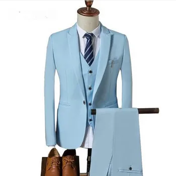 

Slim Fit Wedding Suits for Men 3 Piece Groomsmen Suit Mens Formal Wear Business Suit Best Groom Tuxedos (jacket+pant+vest)